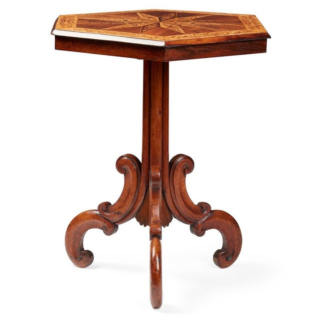 Brown Mid-19th Century Hexagonal Specimen Woods Occasional Table, 1850 For Sale - Image 8 of 8