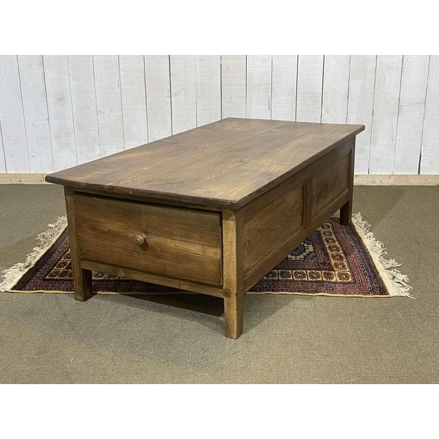 Wood Early 20th Century Chestnut Coffee Table with 2 Drawers For Sale - Image 7 of 18