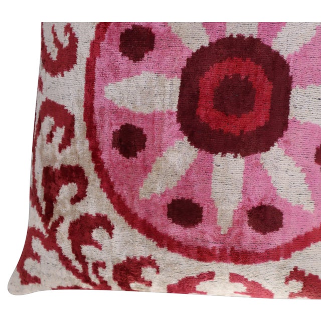 Canvello Red Pink Handmade Velvet Throw Pillow & Down Insert For Sale - Image 9 of 12