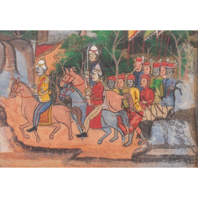 Textile Southeast Asian Battle Scene Painting, Ca. 1900 For Sale - Image 7 of 8