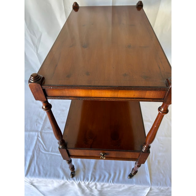 Pair of Antique English Mahogany Two-Tier Side Tables on Casters, Circa 1900 For Sale - Image 14 of 16