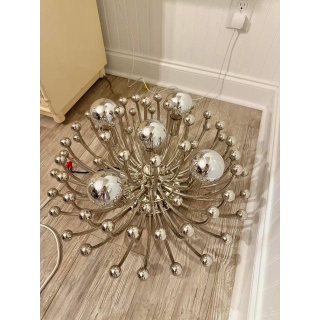 Early 21st Century Jonathan Adler Large Anemone Polished Nickel Flush Mount For Sale - Image 10 of 11