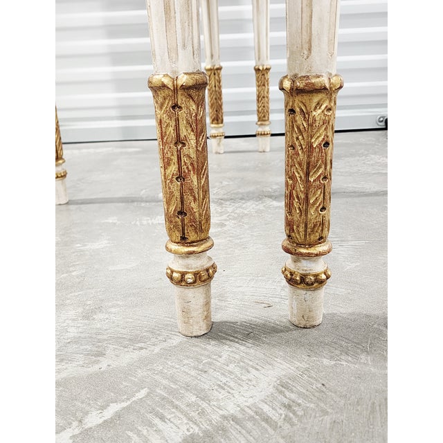 Antique Louis XVI Style Giltwood Handpainted Demi-Lune Console Tables - A Pair For Sale - Image 15 of 15