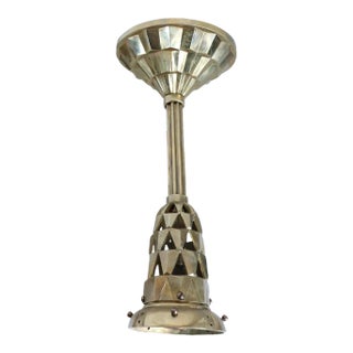 1920s French Art Deco Cast Brass Printemps Department Store Pendant Light Stem For Sale