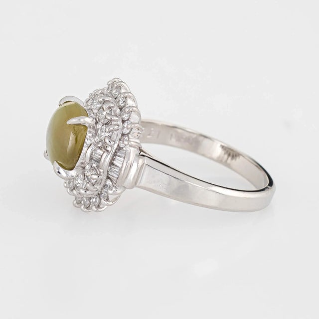 2.21ct Cat''s Eye Chrysoberyl Diamond Ring Estate Platinum Certificate Jewellery size 6.25 For Sale - Image 4 of 7