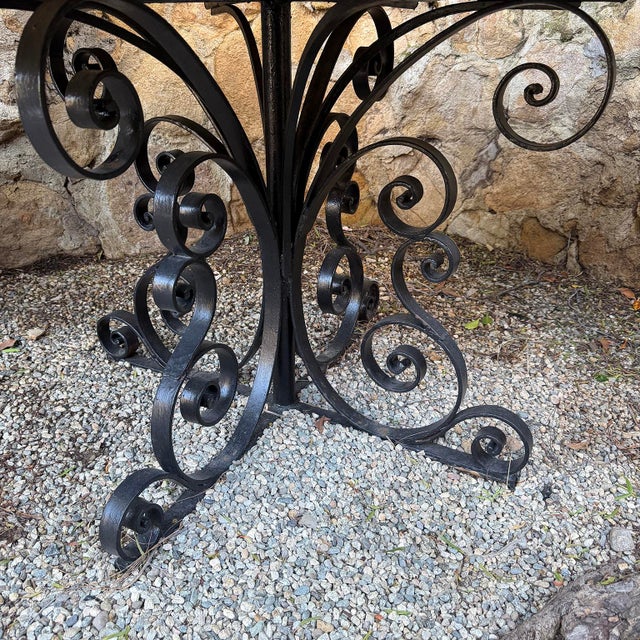 Mid 20th Century Modernist Mexican Outdoor Blue White Stripe Dining Table For Sale - Image 9 of 12