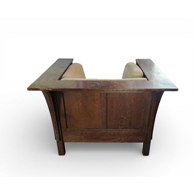 Wood Pair 1990s Stickley Quartered Oak Mission Arts & Crafts Prairie Armchairs For Sale - Image 7 of 18