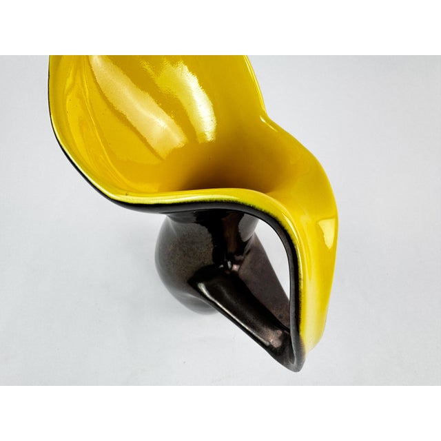 Vintage Ceramidi French Sculptural Ceramic Vase With Yellow Interior For Sale - Image 10 of 16