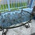 1970s Vintage Wrought Iron French End Table Beveled Glass Top Ornate Rectangular For Sale - Image 5 of 8