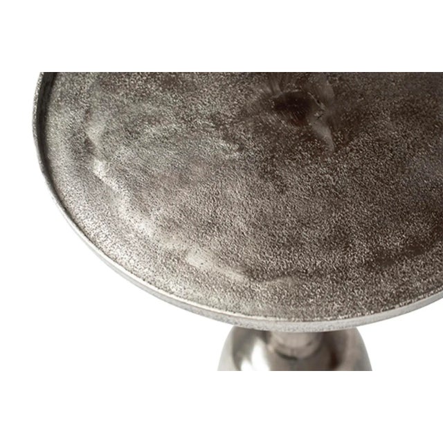 Modern Round Nickel Side Table For Sale - Image 3 of 4