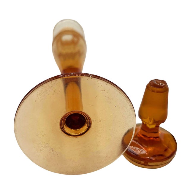 1920s 1920s Art Deco Peach Glass Perfume Bottle W/ Stopper by Steuben Aurene for Devilbiss For Sale - Image 5 of 8