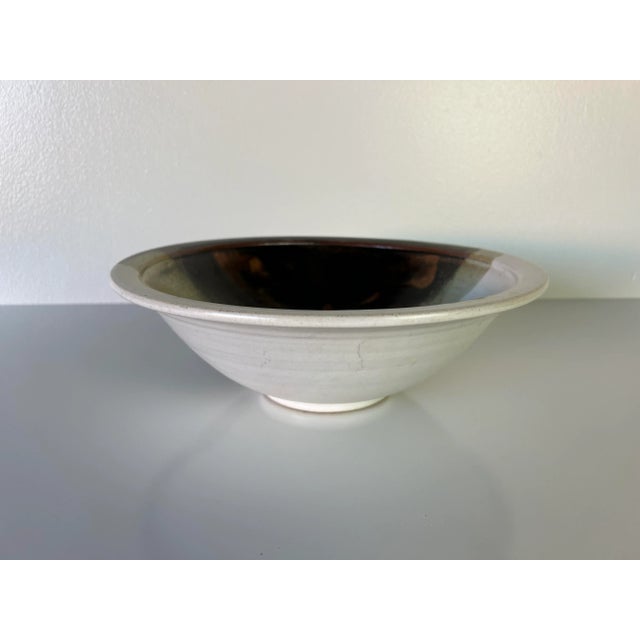 1980s Vintage Hand Painted Abstract Design Pottery Bowl For Sale - Image 5 of 12