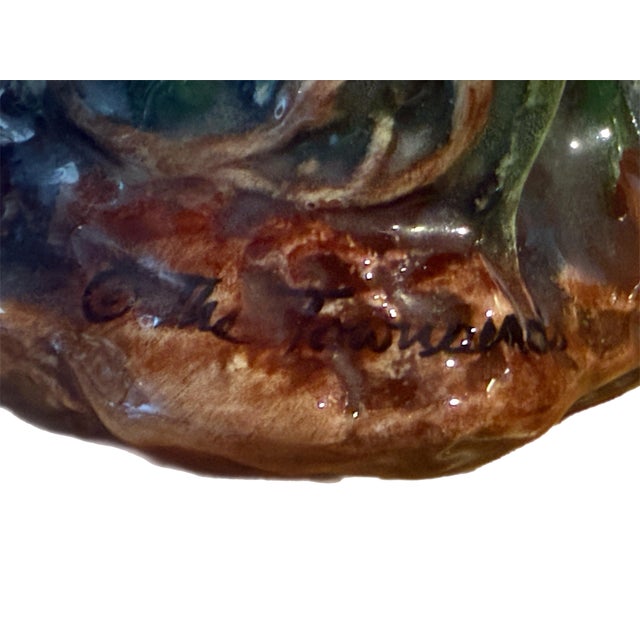 Richly-Glazed Hand-Painted Ceramic Rooster, Signed For Sale - Image 9 of 13