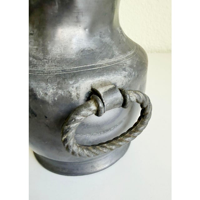 French Country Antique French Pewter Vase With Handles For Sale - Image 3 of 10