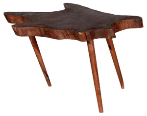 Brutalist Amorphic Teak Natural Slab Coffee Side Table, 1936