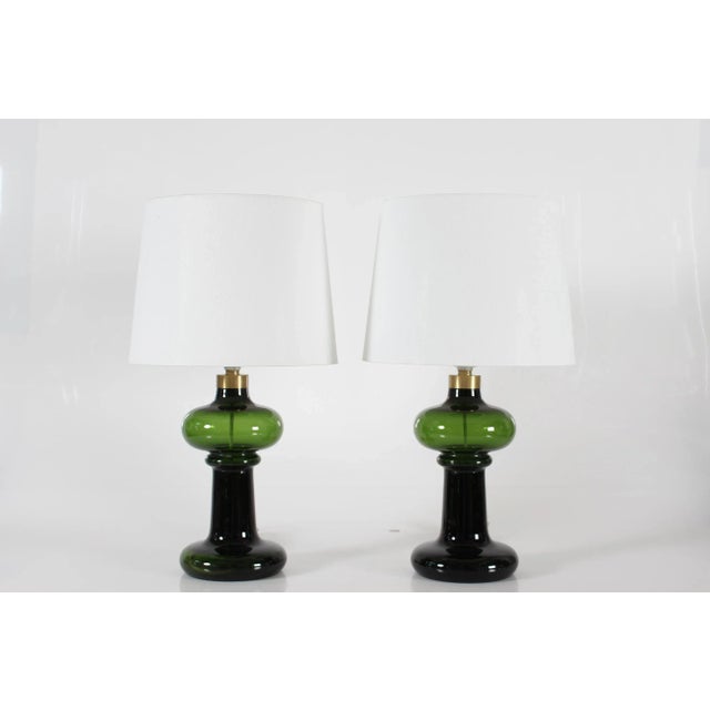 Hand-Blown Green Glass Granny Lamps by Michael Bang for Holmegaard, Denmark, 1970s, Set of 2 For Sale - Image 11 of 11