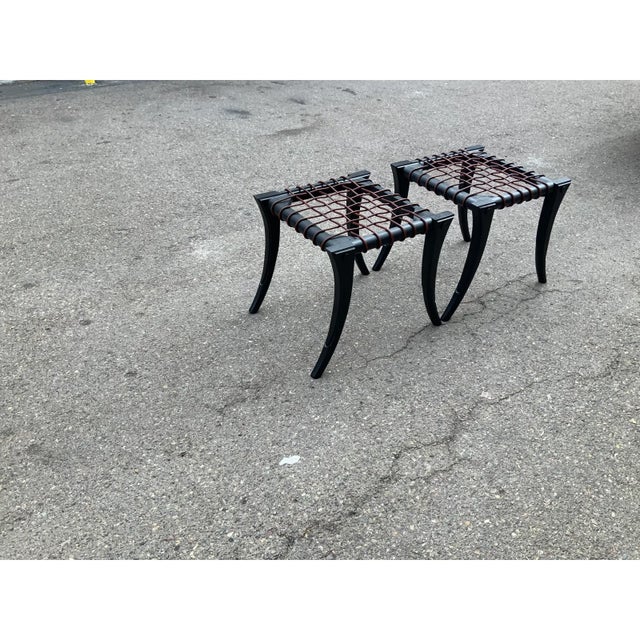1980s Mid Century Klismos Ottomans - Pair For Sale - Image 5 of 5