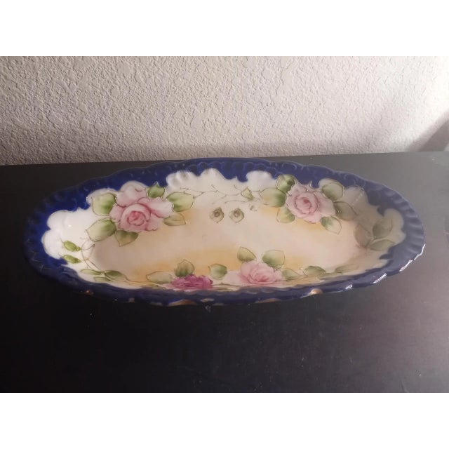1960s Vintage Hand-Painted Oval Platter For Sale - Image 4 of 6