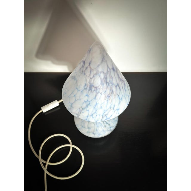 Blue Vintage Cubist-Style Pastel Glass Pastel Blue Glass Table Lamp, 1920s For Sale - Image 8 of 13