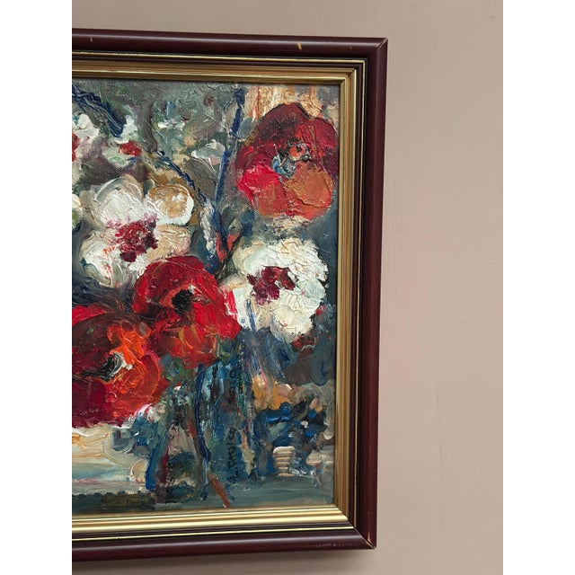L. Stokes, Red Poppies and White Blossoms, 1960s, Oil Painting on Canvas, Framed For Sale - Image 5 of 18