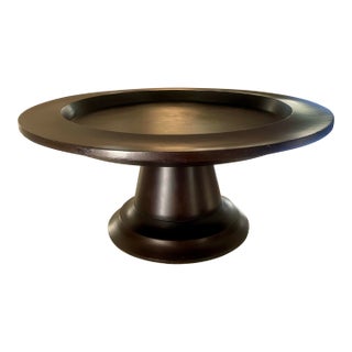 Mid 20th Century Ebonized Wood Pedestal Tray Centerpiece X-Large For Sale
