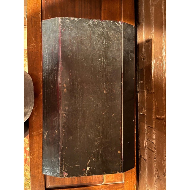 Striking vintage Chinese wooden trunk featuring raised relief (dui cai) floral motifs, pomegranates symbolizing abundance,...