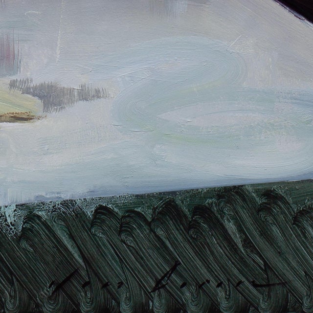 Contemporary Roses on Grey by Jon Doran | Oil on Panel White Roses in Glass Still Life For Sale - Image 4 of 10