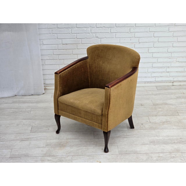 1950s Vintage Danish Armchair in Furniture Velour and Ash, 1950s For Sale - Image 5 of 18