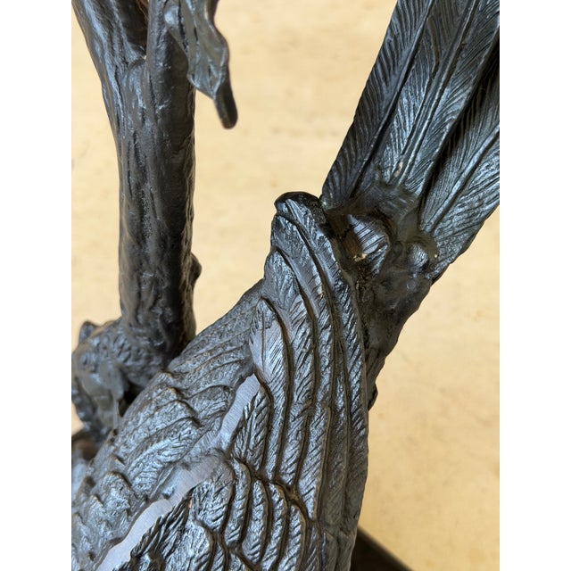 Large Sculptural Tropical Parrot Figure | Patinated Bronze-Tone Bird Sculpture For Sale - Image 4 of 12
