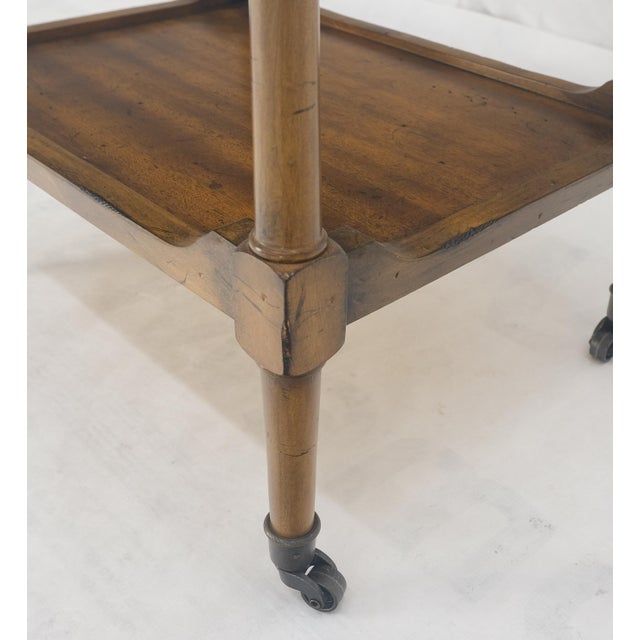 Wood Compact 14x18 Turned Poster Style 4 tier Etagere Shelving Unit w/ Finials For Sale - Image 7 of 9