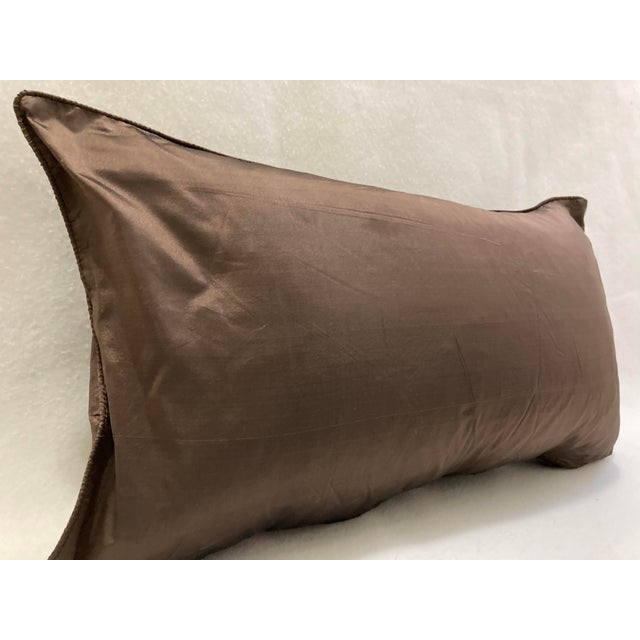 Floral Embroidered Decorative Accent Satin Lumbar Pillow Cover For Sale In New York - Image 6 of 7