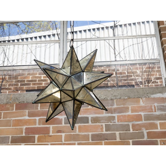 Mid 20th Century Mid Century Modern French Star Shaped Light Fixture with Mirrored Panels, USA Wired For Sale In Atlanta - Image 6 of 12