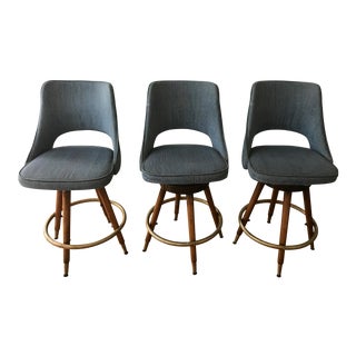 Vintage Mid-Century Modern Counter Stools- Set of 3 For Sale