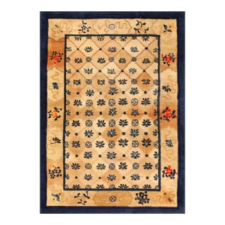Antique Peking Chinese Allover Geometric Beige 1900s Rug For Sale