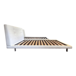Pair of Extra Long White Leather Twin Bed From DellaRobbia (Unmarked)