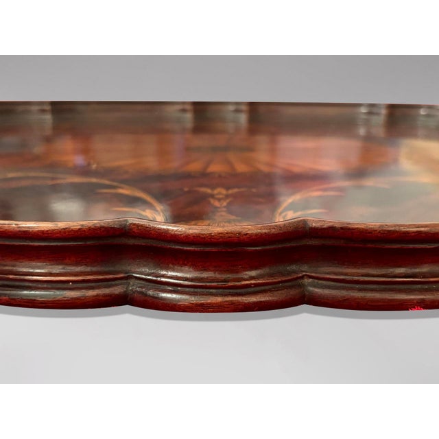Wood Edwardian Marquetry Inlaid Shaped Oval Tray, 1900 For Sale - Image 7 of 8