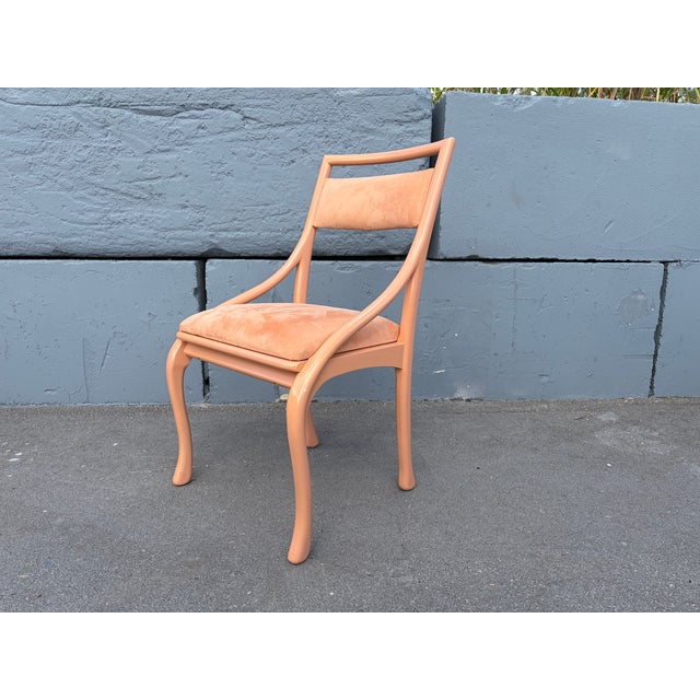 Peach Set of Six Designer Dining Chairs, Art Nouveau Style, 1980s For Sale - Image 8 of 17