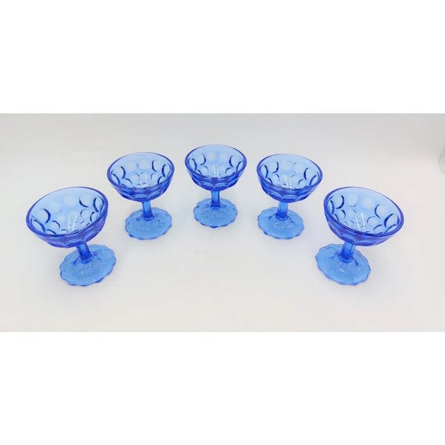 Glass Blue Cups from Ząbkowice, Poland, 1970s, Set of 5 For Sale - Image 7 of 8
