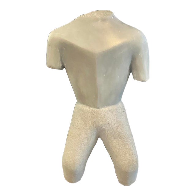 Cubist Marble Male Torso Sculpture on a Wood Base by Scott Donadio, 9” High For Sale
