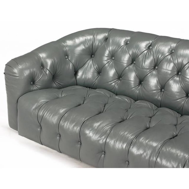 Baker Slate Grey ButtonTufted Leather Sofa Chairish