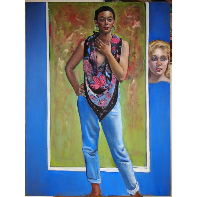 Original Greta Thyssen Guenther Large Portrait Painting of Black Woman - 40x30" For Sale In Philadelphia - Image 6 of 6