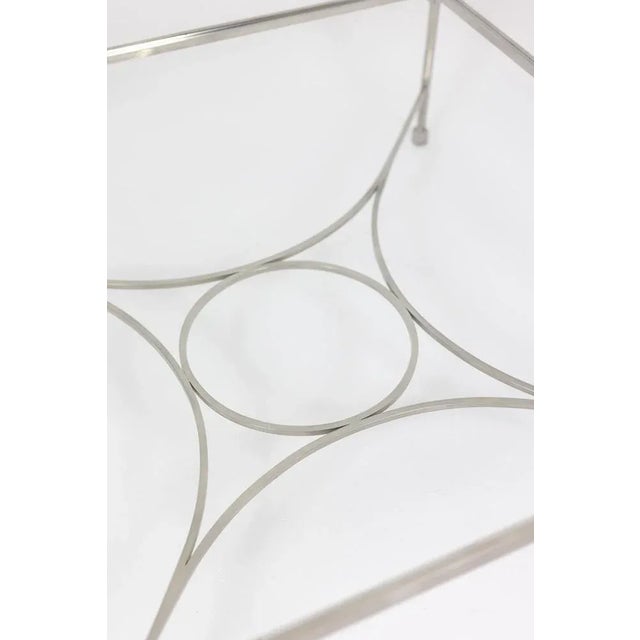 Nickel-Plated Steel & Glass Coffee Table, 1970s For Sale - Image 9 of 11