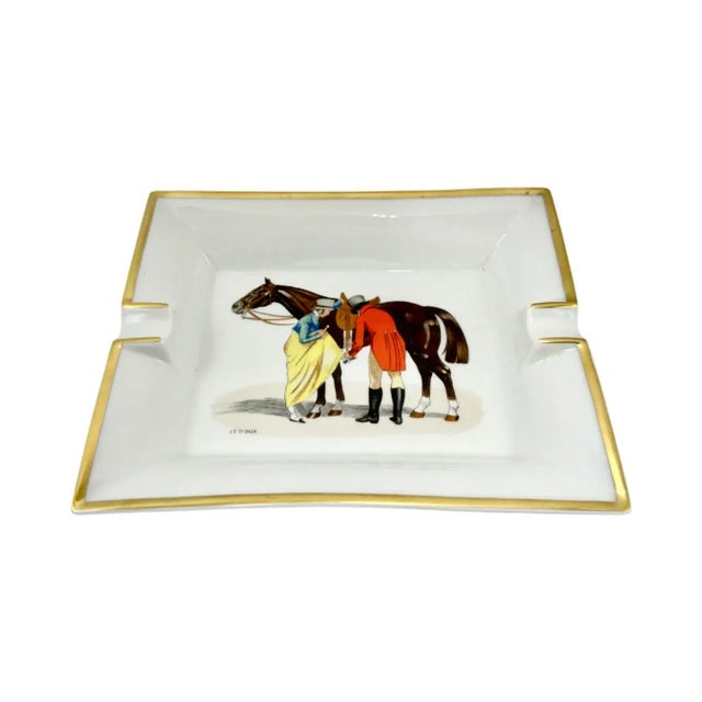 Vintage Hermes Paris Philippe Ledoux Equestrian Porcelain Ashtray For Sale - Image 11 of 15
