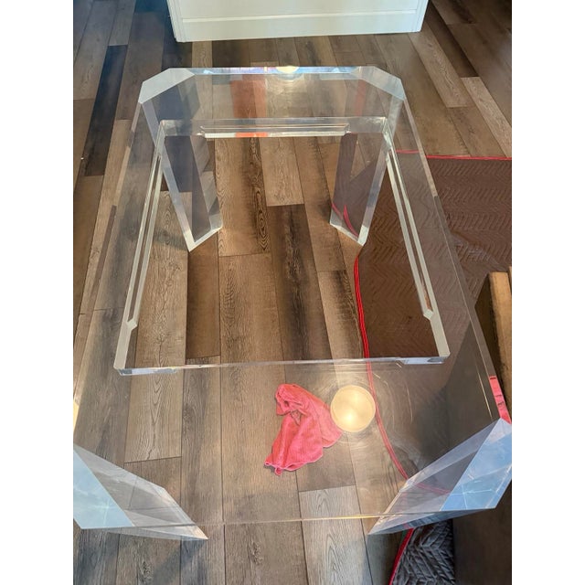 Mid-Century Modern Vintage 1970s Faceted Lucite Backgammon Game Table For Sale - Image 3 of 12