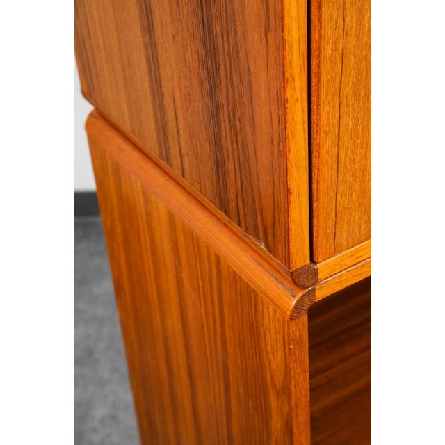 Mid Century Danish Modern Bookshelf Cabinet Teak Shelves Doors MCM Shelf 2 Pc For Sale In Sacramento - Image 6 of 12