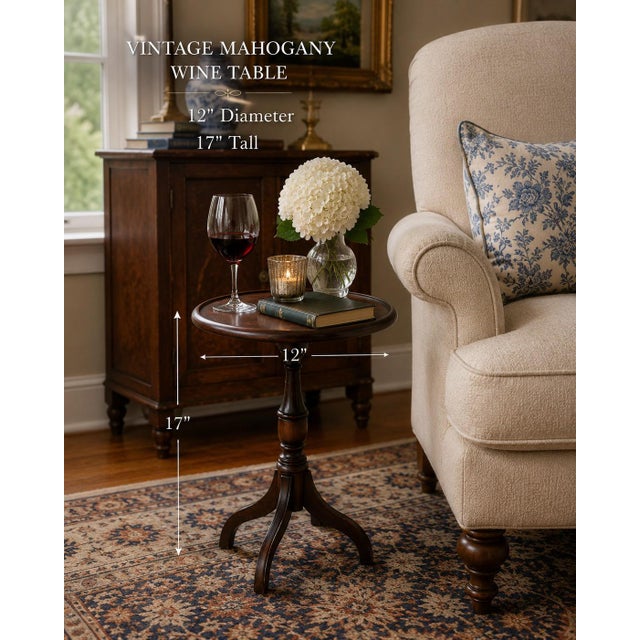 Brown Vintage Petite Georgian Revival Mahogany Wine Table For Sale - Image 8 of 9