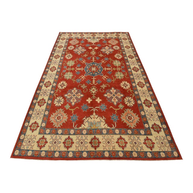 Kazak Rug 8’6” X 13’4” Red Wool Tribal Hand-Knotted Oriental Carpet For Sale