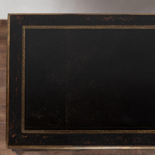 Early 20th Century Swedish Black Painted Five-Drawer Desk With Embossed Leather Top For Sale - Image 6 of 18