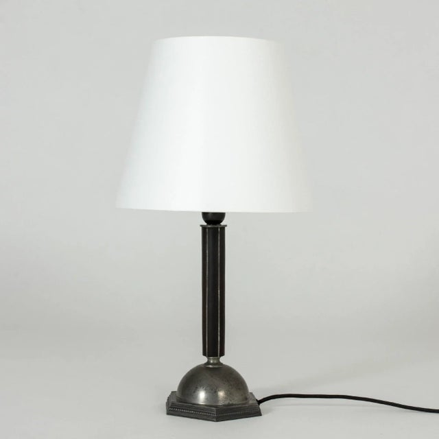 Black Pewter and Ebony Table Lamp from C. G. Hallberg, 1930s For Sale - Image 8 of 8