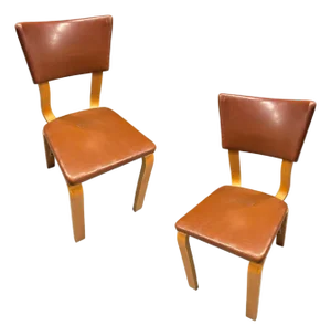 Pair of Mid-Century Modern Bentwood Side Chairs W/ Nailhead Back by Thonet